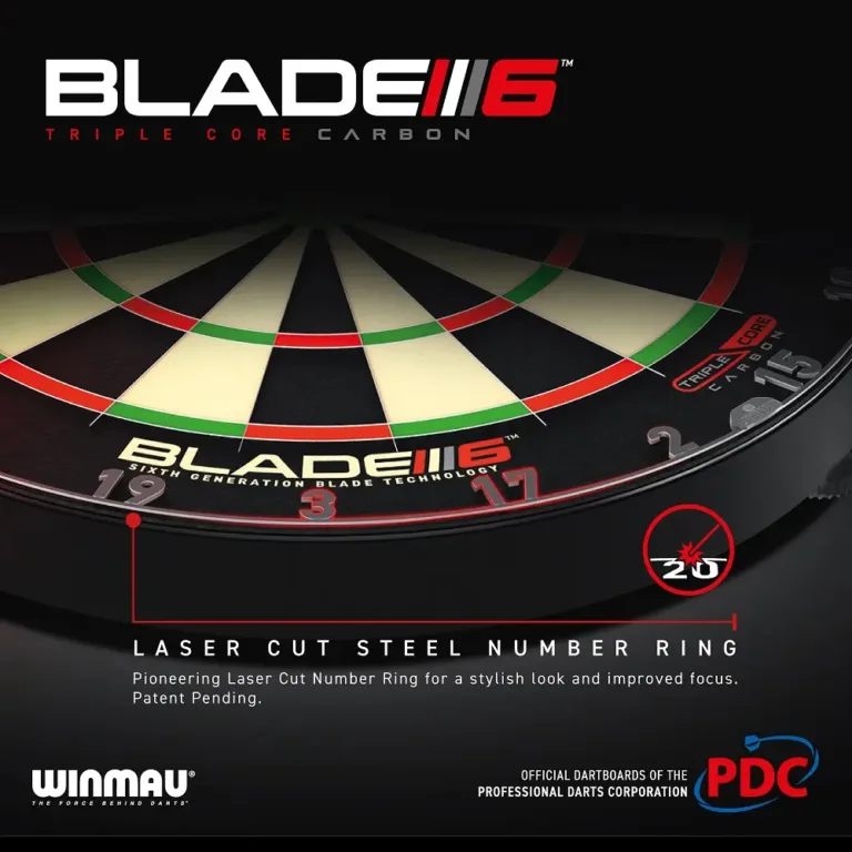 Tarcza sizalowa do darta Winmau Blade 6 Triple Core Carbon 3032 ring punktowy